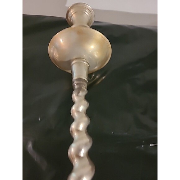 Silver Pewter Chunky Swirl Twisted Spiral Silver Candlestick Holders 20.5" - Picture 5 of 10